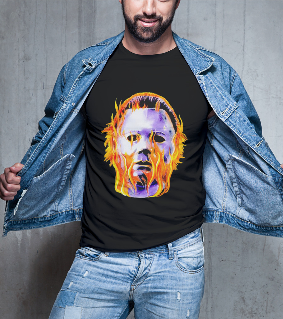 Michael Myers Flaming Mask Halloween Horror T-Shirt