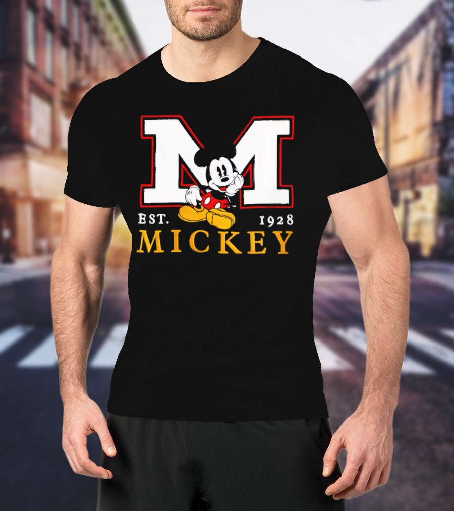 Disney Mickey Large M Logo Est 1928 Relaxed T-Shirt