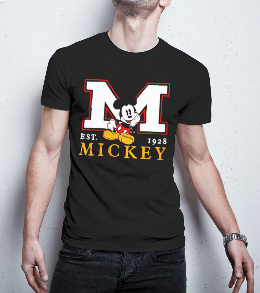 Disney Mickey Large M Logo Est 1928 Relaxed T-Shirt