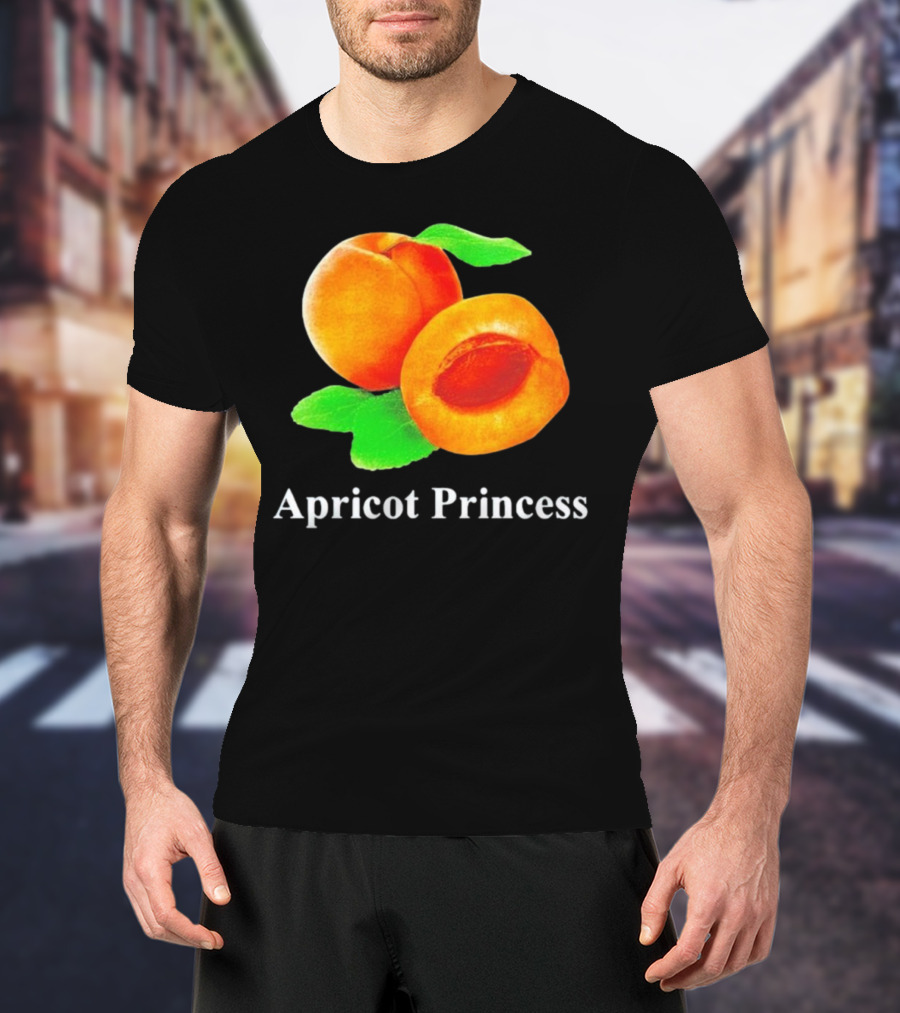 Apricot Princess Fruit Illustration With Leaf Detailing T-Shirt
