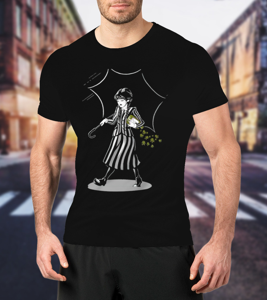 Wednesday Addams Salt N Spite Umbrella Shadows And Skulls T-Shirt