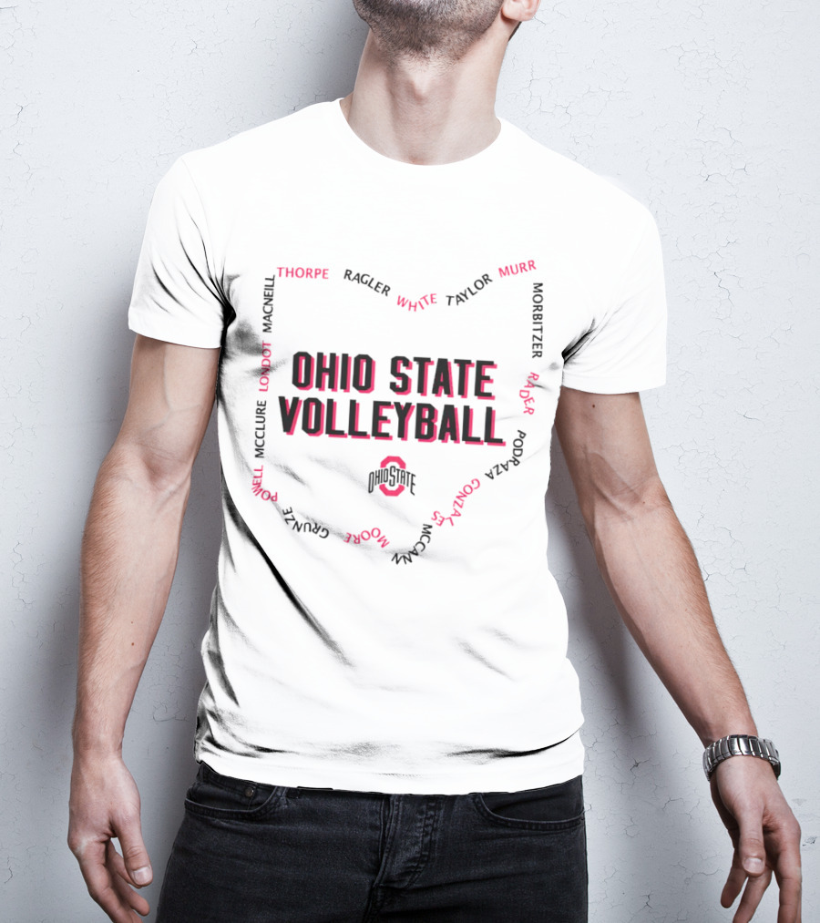 Ohio State Volleyball Team Roster Names Shield T-Shirt