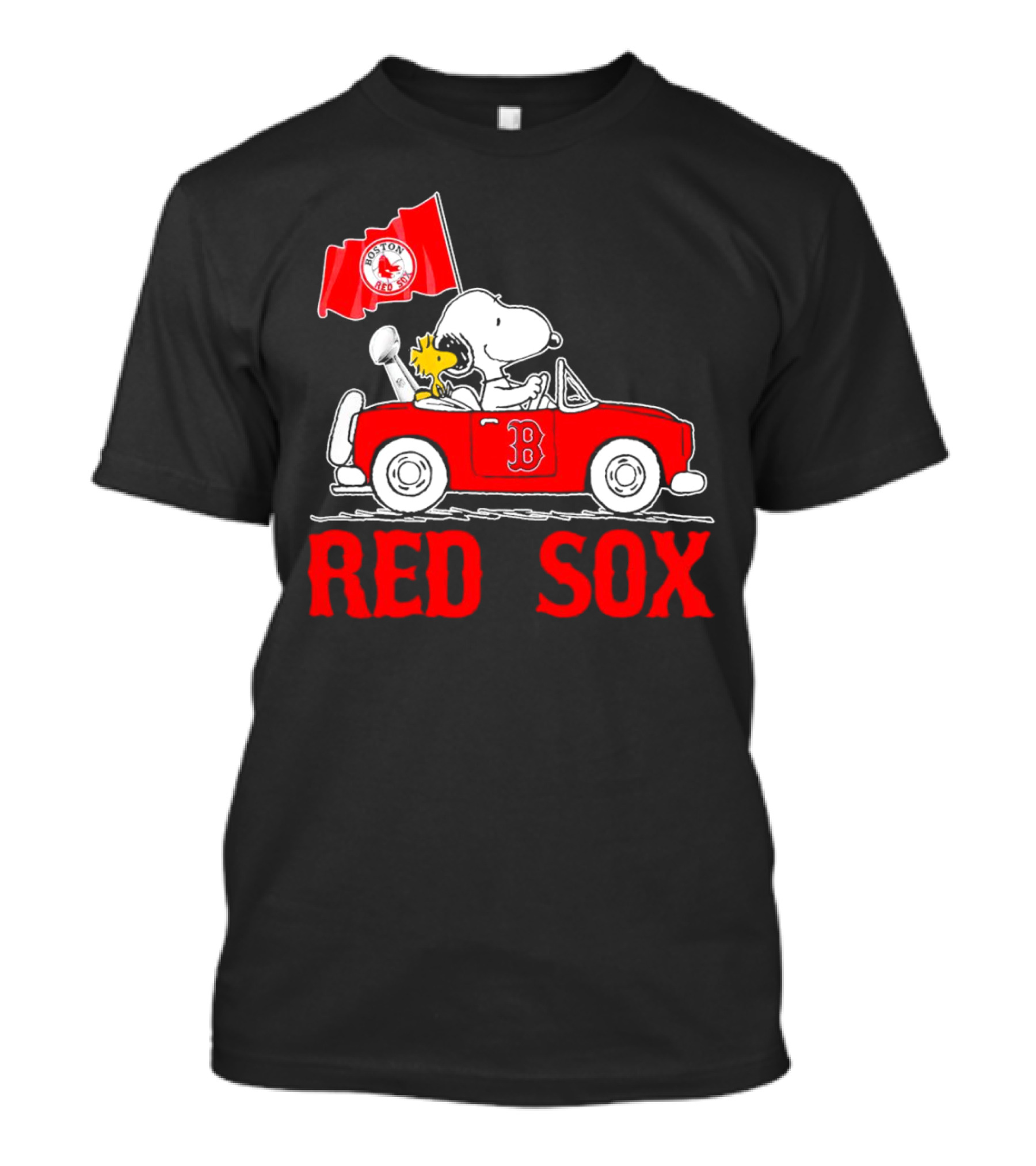 Red Sox Snoopy Woodstock Boston Red Sox Peanuts Car T-Shirt