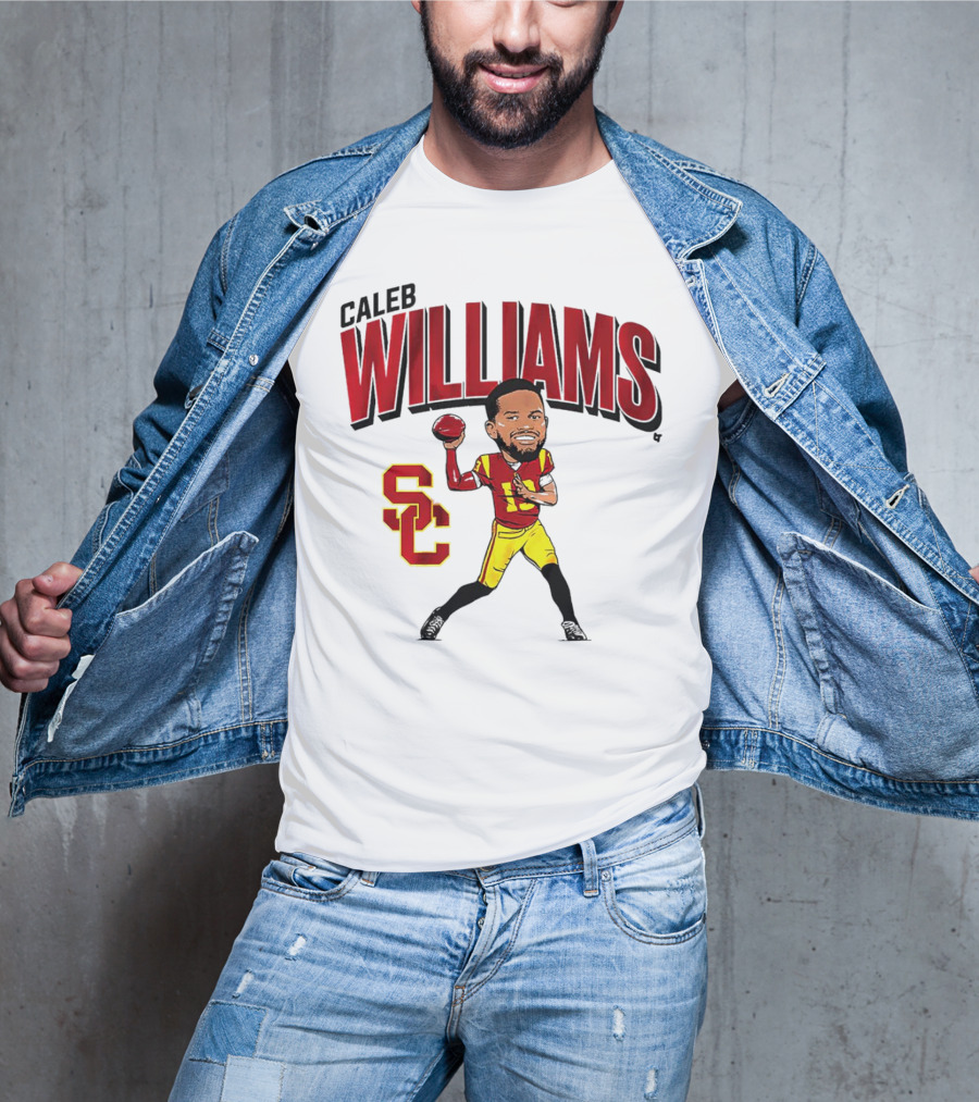 Caleb Williams USC Trojans Football Caricature With SC T-Shirt