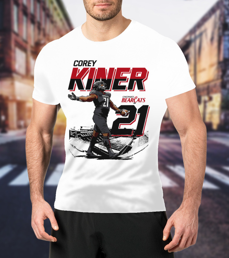 Corey Kiner 21 Cincinnati Bearcats Football Stadium T-Shirt