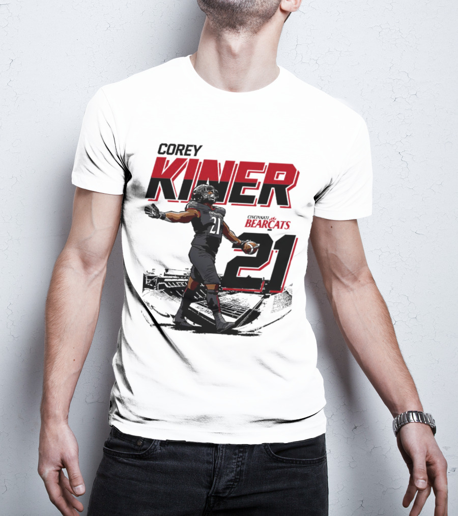 Corey Kiner 21 Cincinnati Bearcats Football Stadium T-Shirt