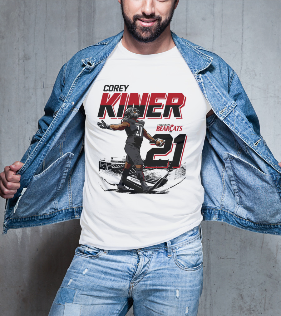 Corey Kiner 21 Cincinnati Bearcats Football Stadium T-Shirt