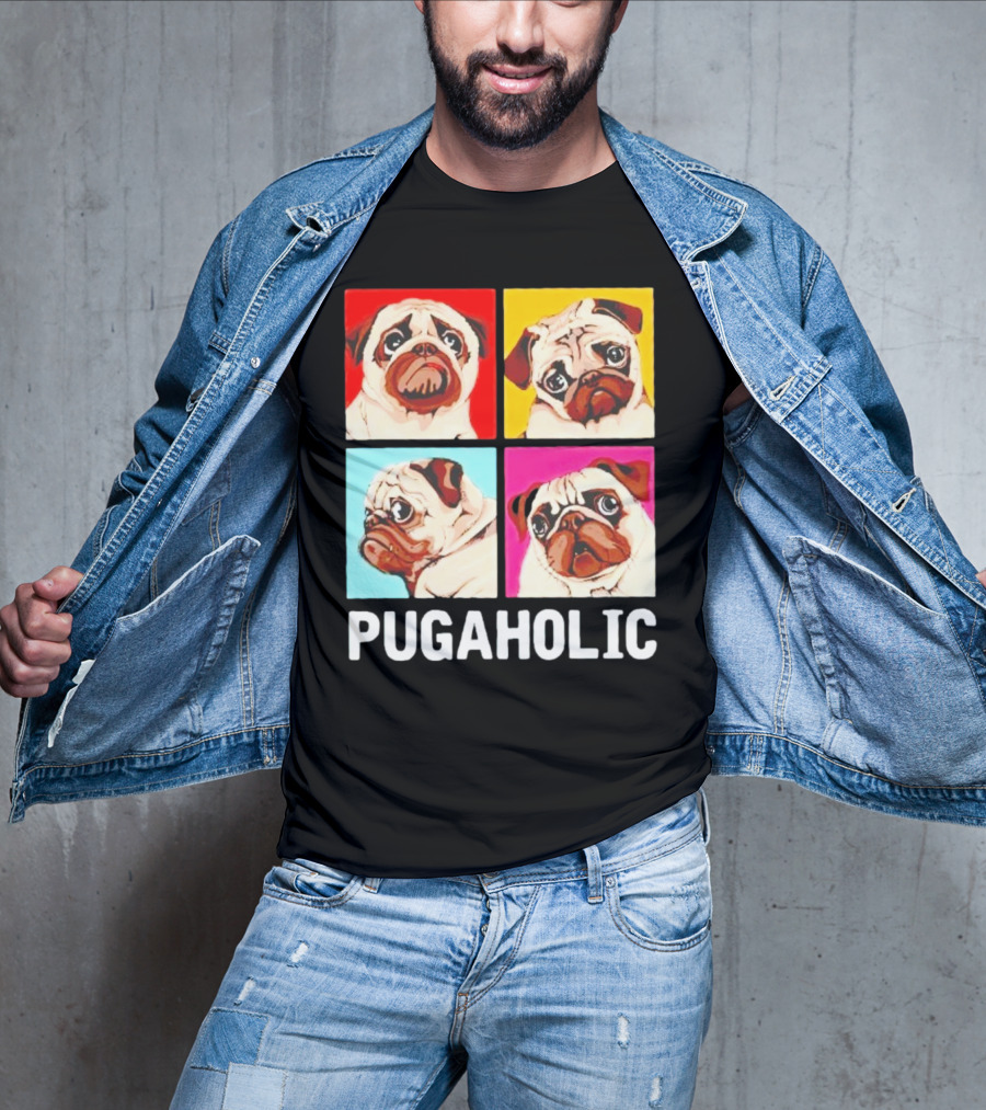 Pug Dog Pop Art Pugaholic T-Shirt
