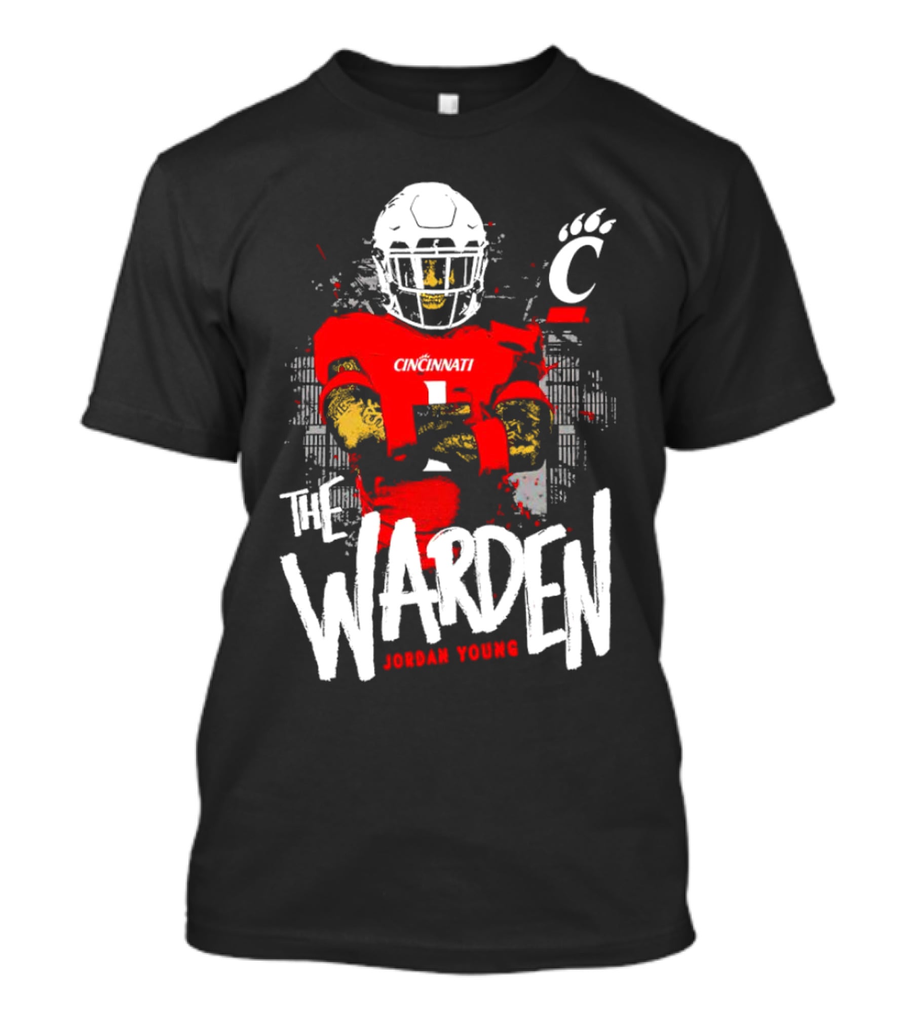 The Warden Jordan Young Cincinnati Bearcats Football Guardianship T-Shirt