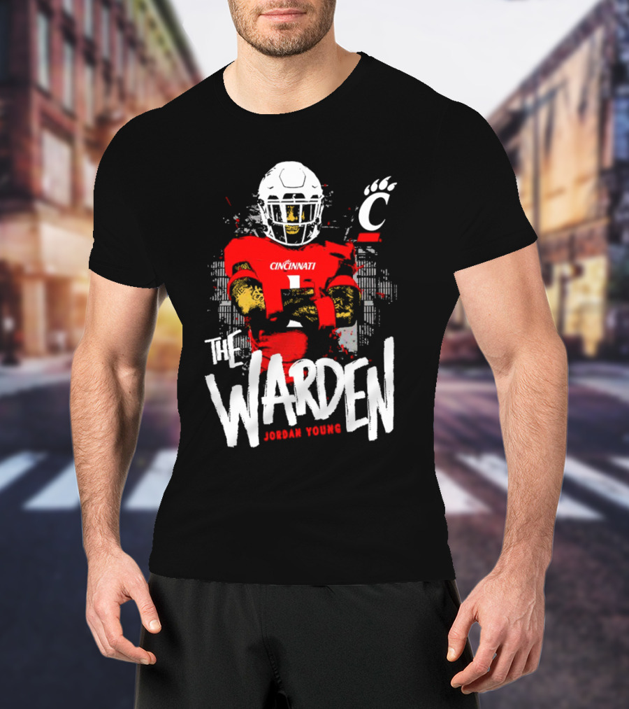 The Warden Jordan Young Cincinnati Bearcats Football Guardianship T-Shirt
