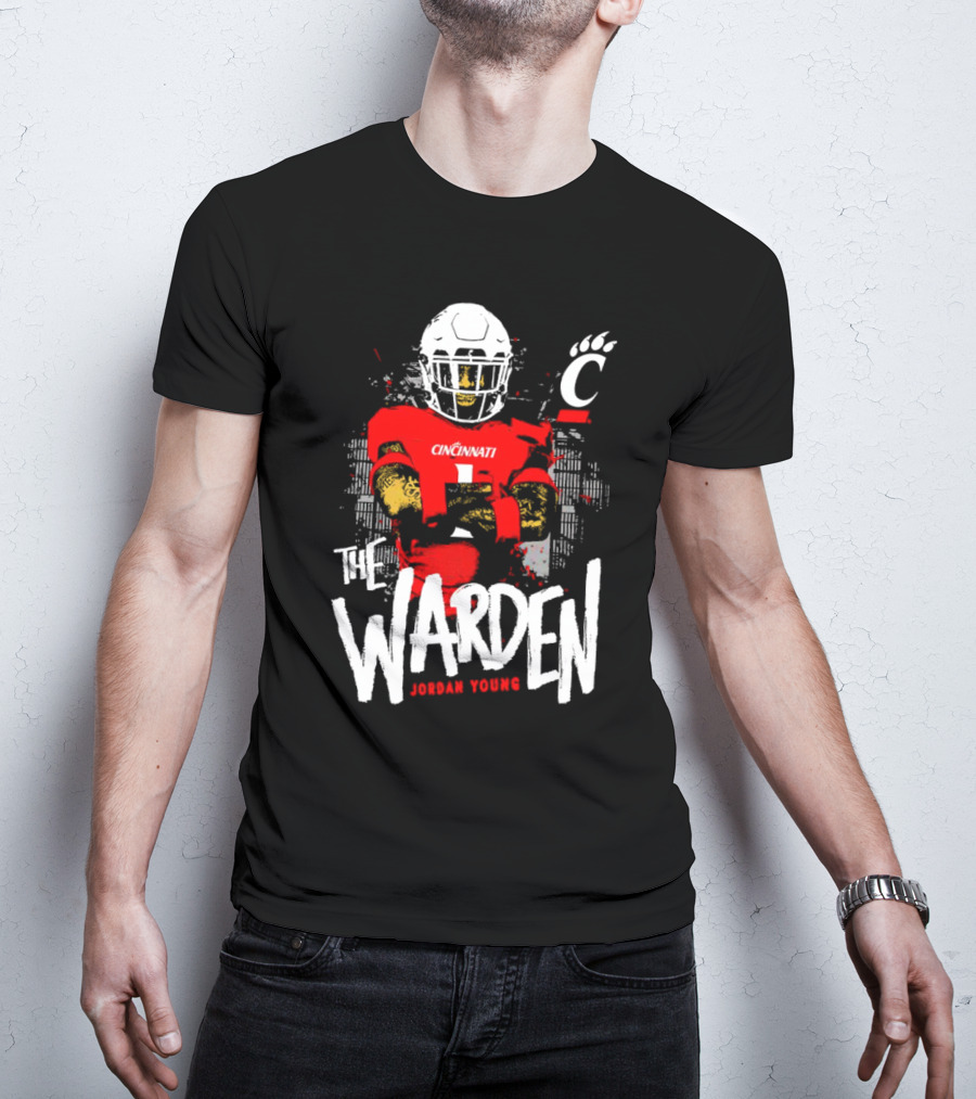 The Warden Jordan Young Cincinnati Bearcats Football Guardianship T-Shirt