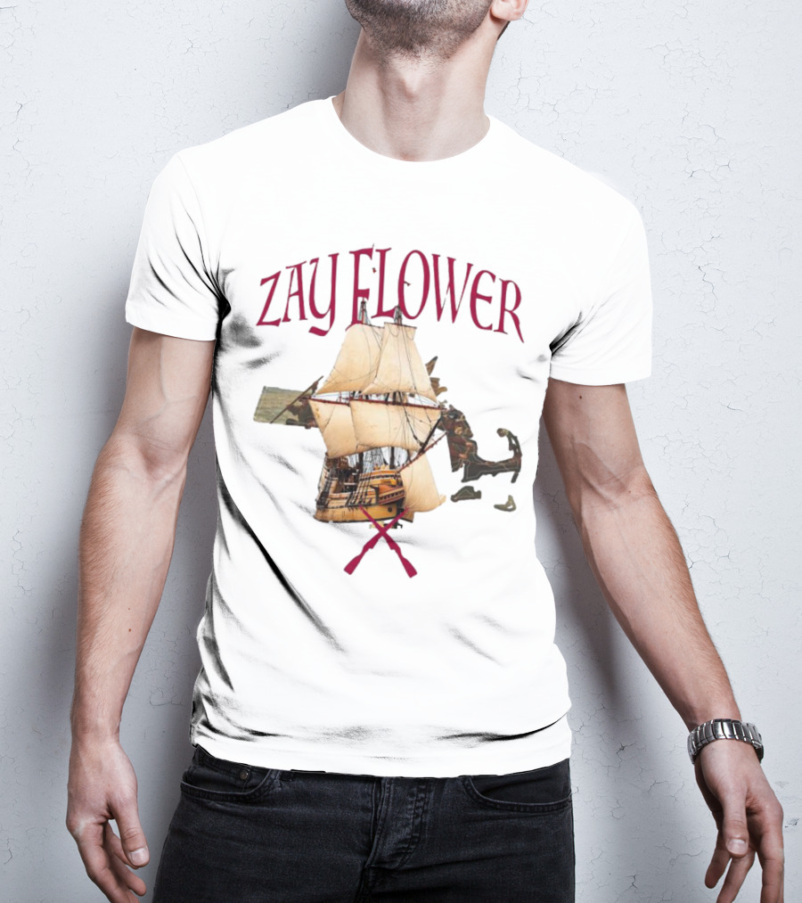 Zay Flower Sailing Ship With Crossed Oars T-Shirt