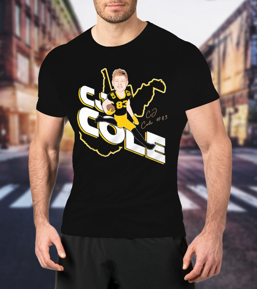 CJ Cole #83 West Virginia Football Player Caricature Signature T-Shirt