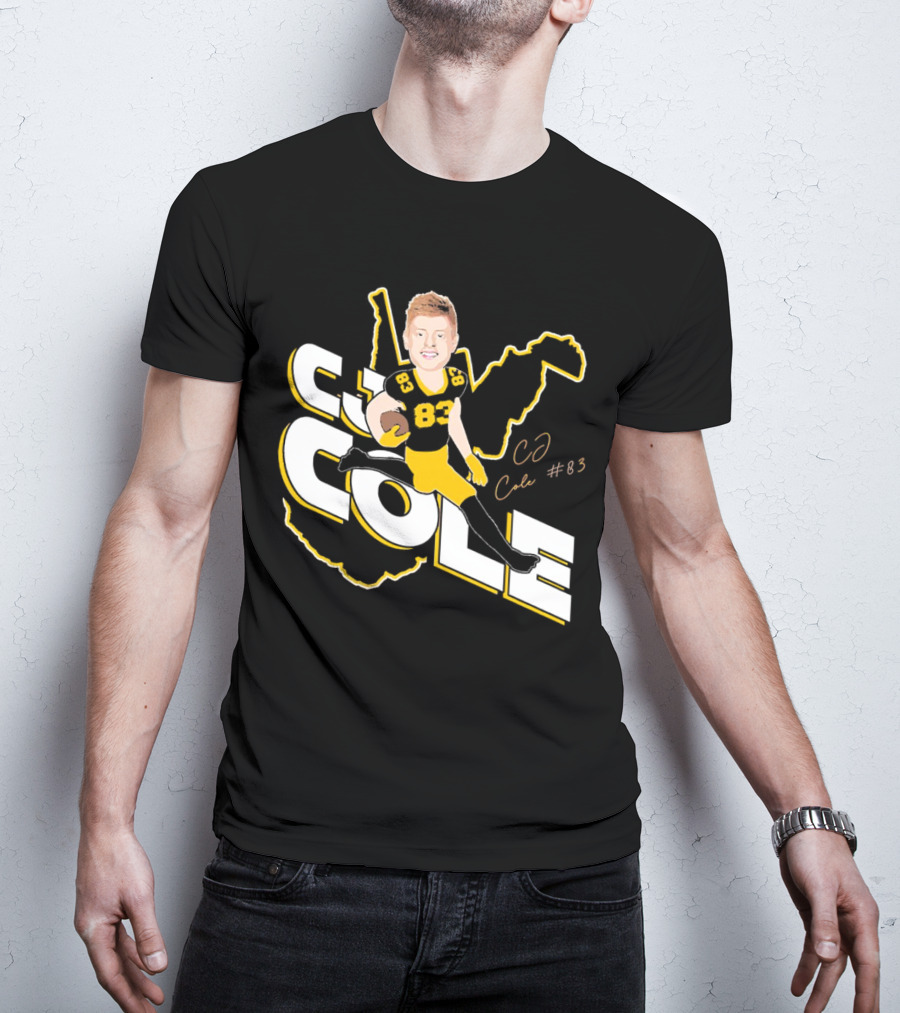 CJ Cole #83 West Virginia Football Player Caricature Signature T-Shirt