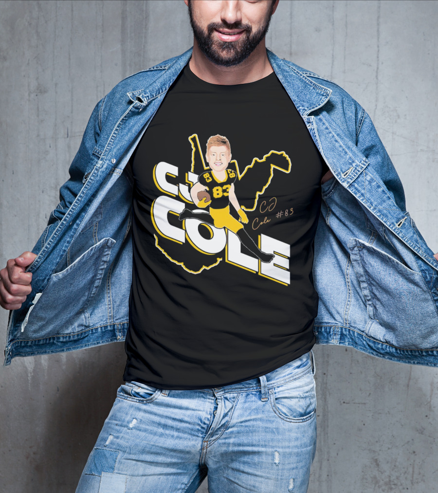 CJ Cole #83 West Virginia Football Player Caricature Signature T-Shirt
