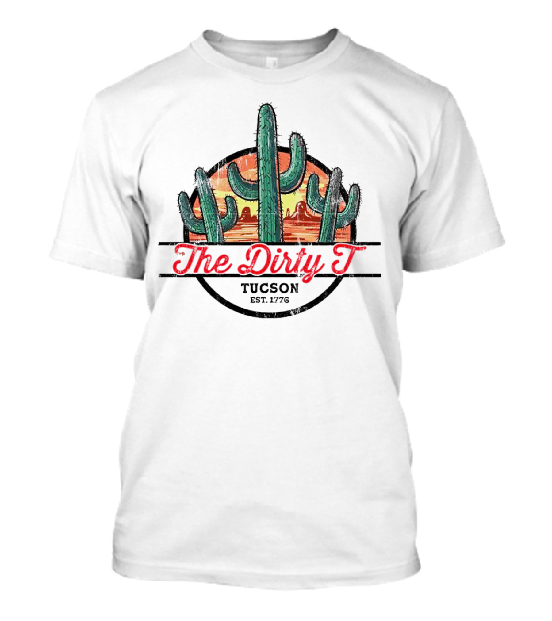 The Dirty T Tucson Est 1776 Sunset Cactus Scene T-Shirt