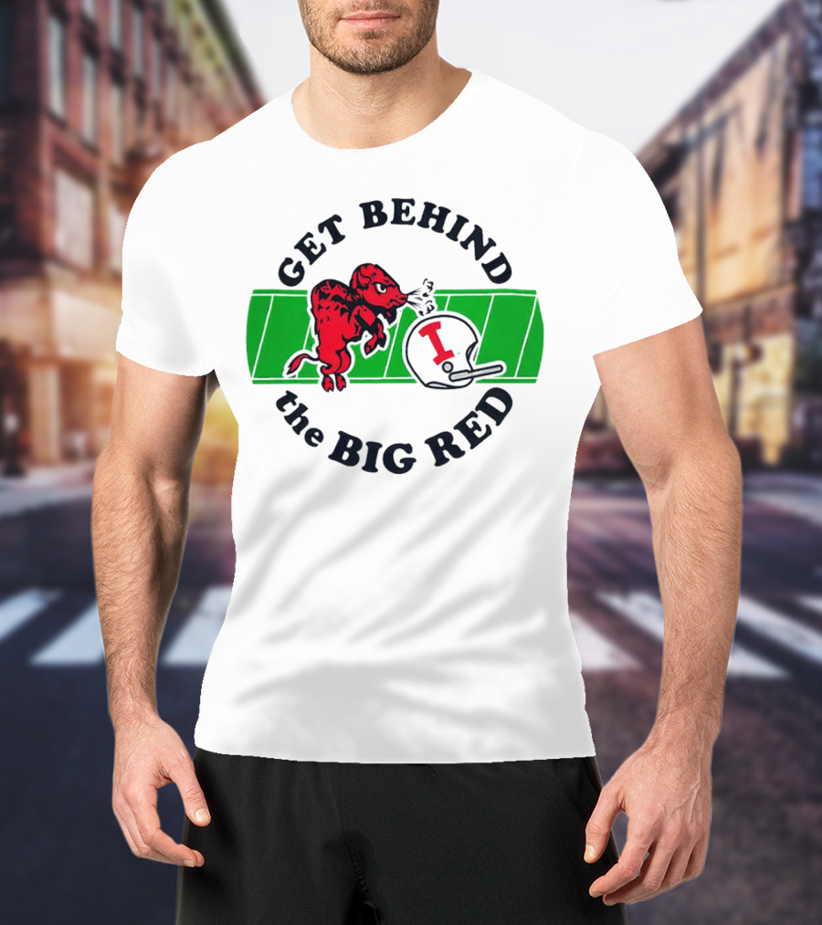 Get Behind The Big Red Indiana Hoosiers Football Helmet And Dog T-Shirt