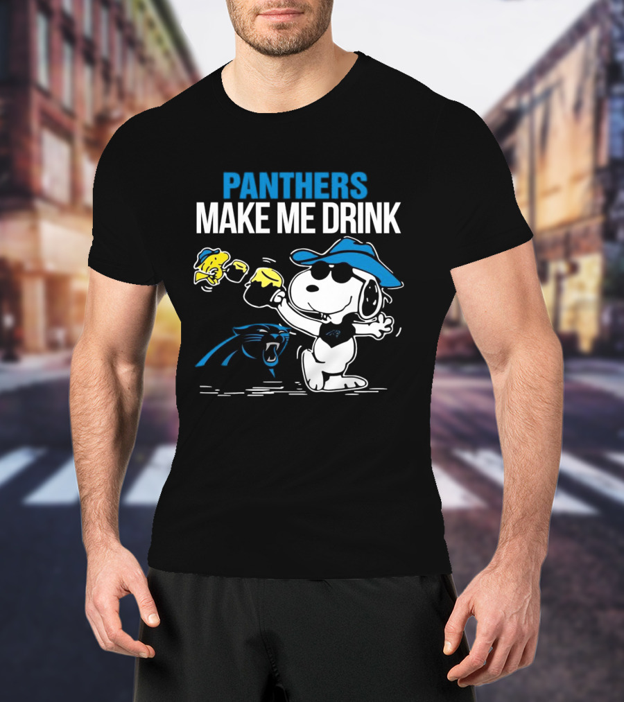 Panthers Make Me Drink Snoopy Iconic Football Fun T-Shirt