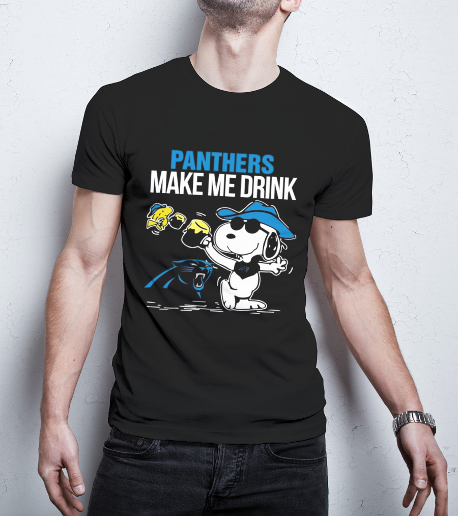 Panthers Make Me Drink Snoopy Iconic Football Fun T-Shirt