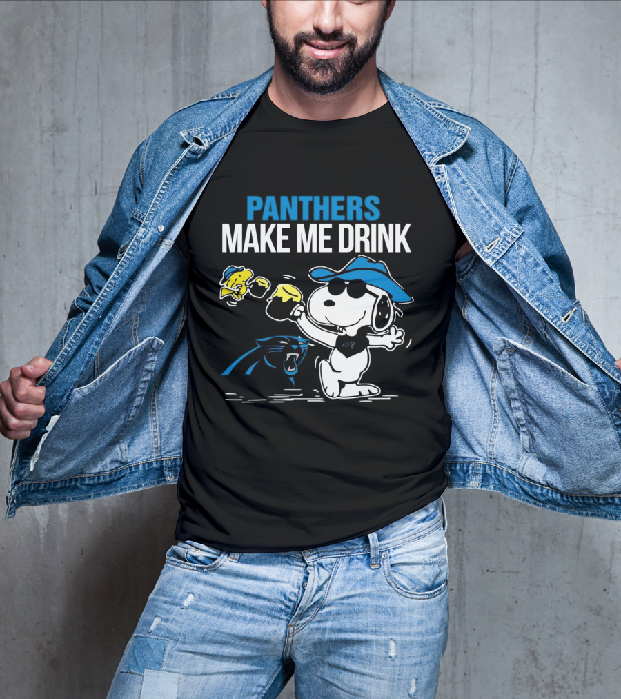Panthers Make Me Drink Snoopy Iconic Football Fun T-Shirt