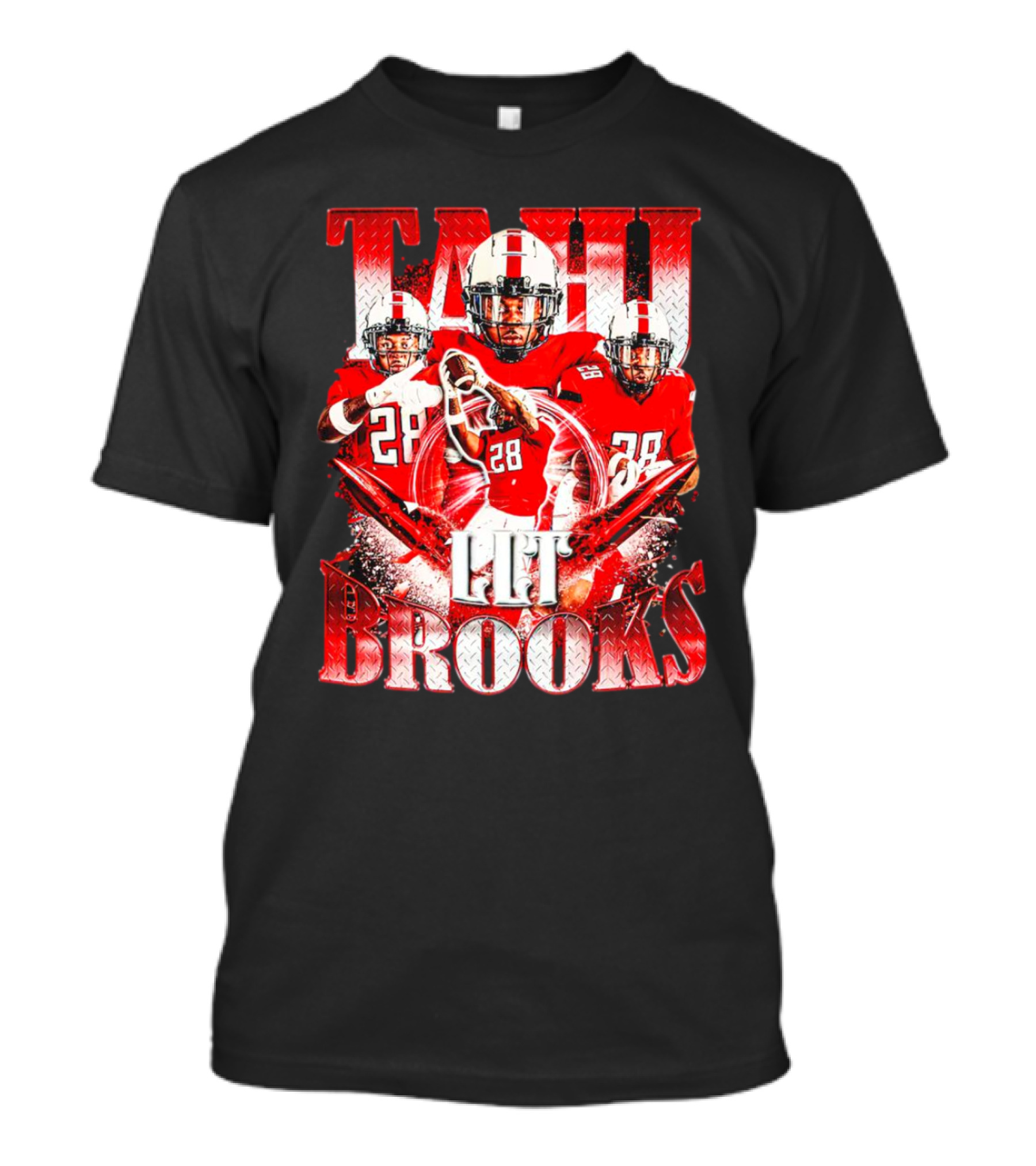 Tahj Brooks LLT Texas Tech Red Raiders Football Vintage Player Number 28 T-Shirt