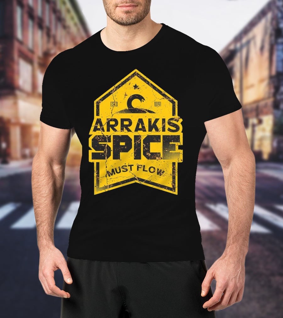 Arrakis Spice Must Flow Vintage 10191 Logo Badge T-Shirt