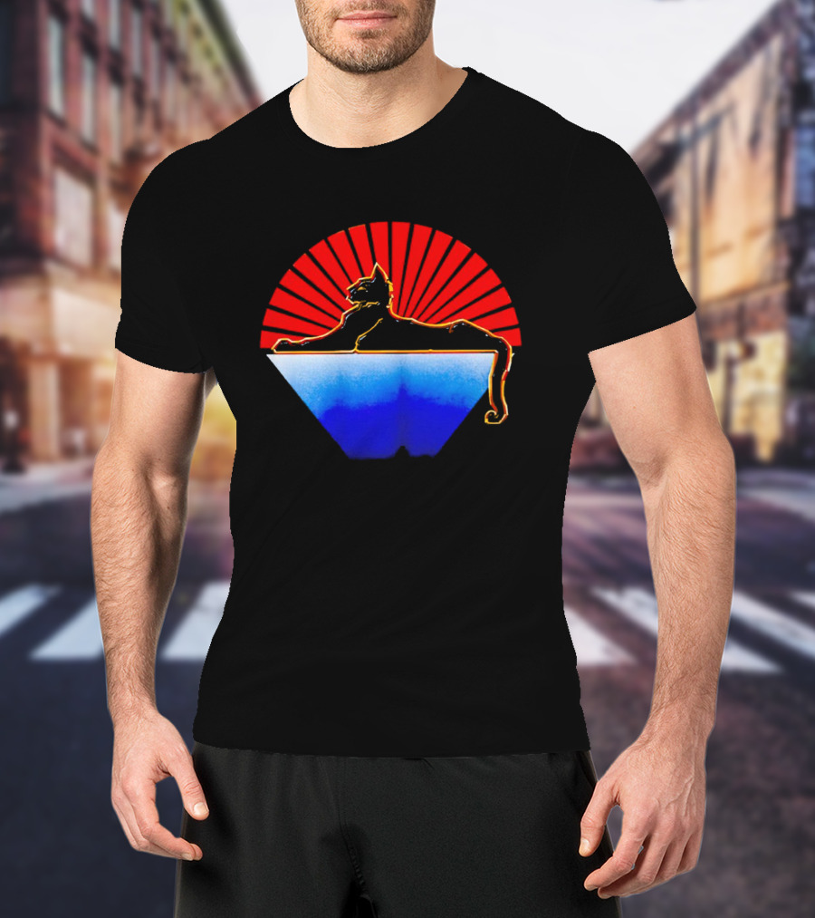 Cats Under The Stars Sphinx With Rising Sun And Tricolor Pyramid T-Shirt
