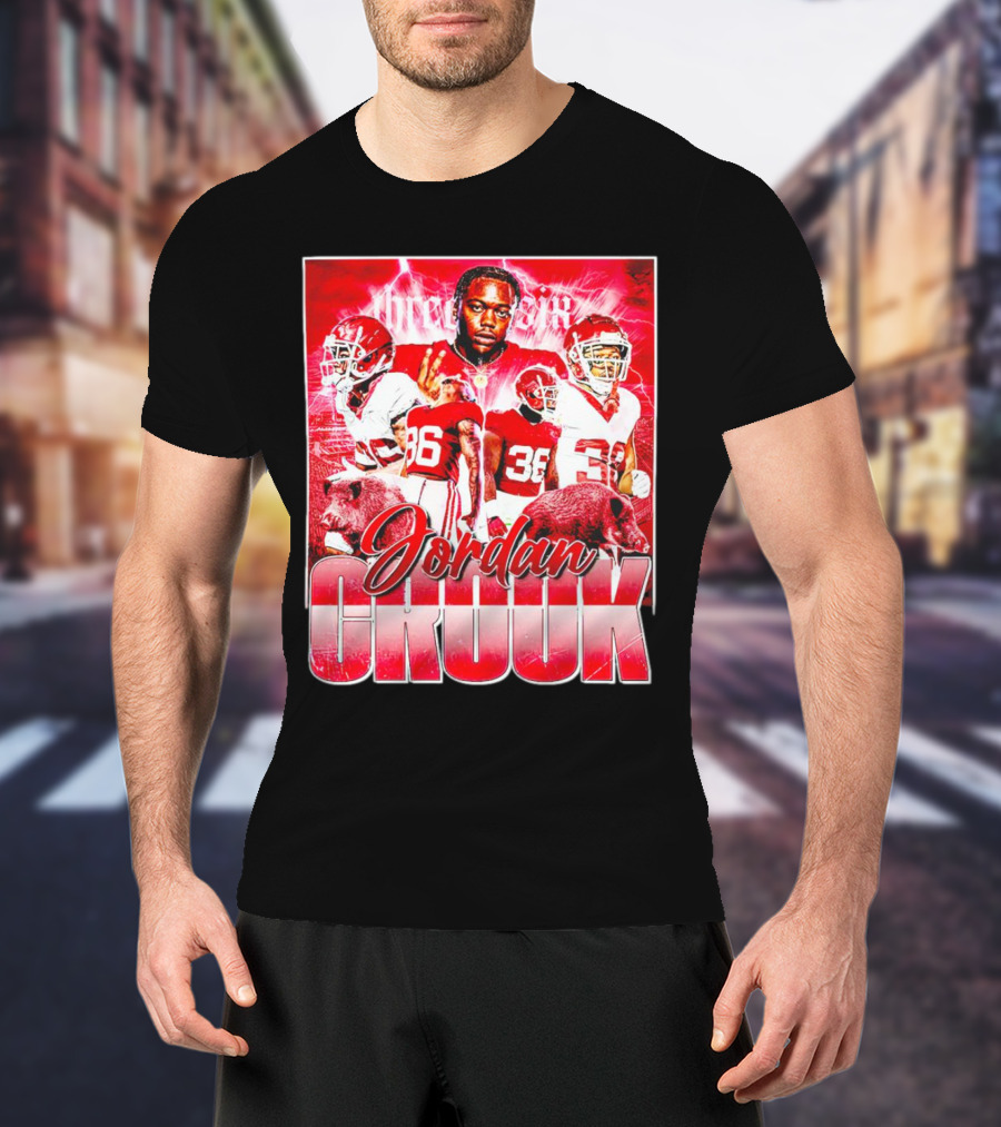 Jordan Crook Arkansas Razorbacks Football Vintage Collage T-Shirt
