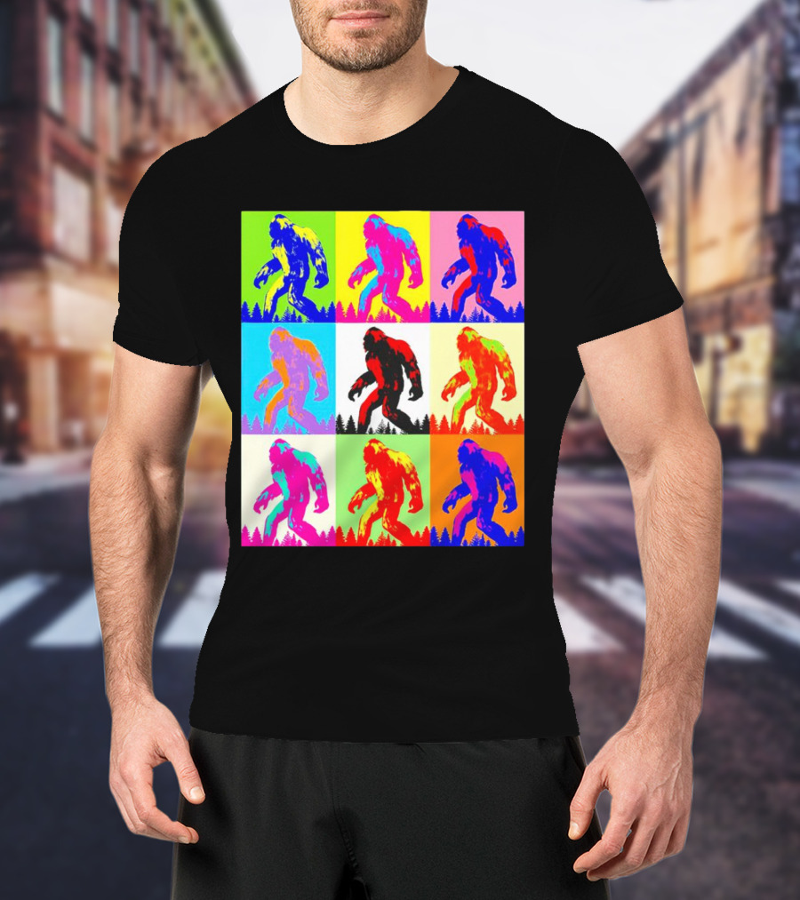 Retro Pop Art Bigfoot Sasquatch Collage T-Shirt