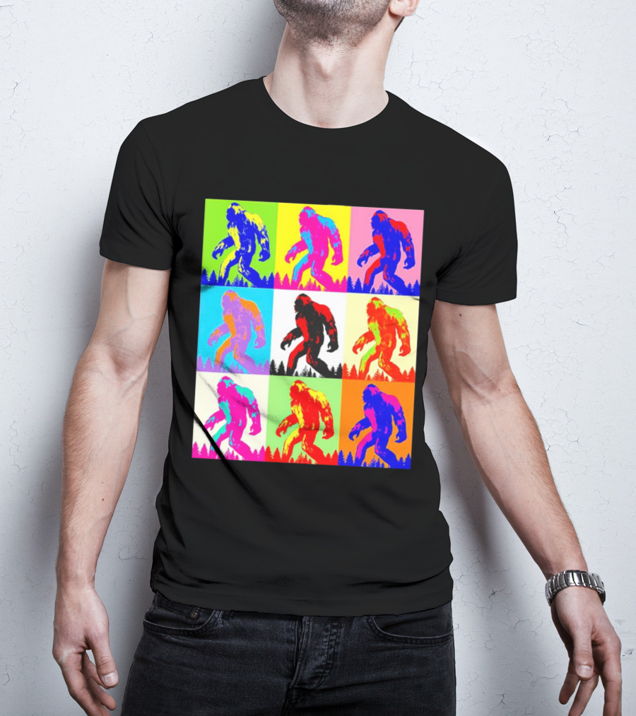 Retro Pop Art Bigfoot Sasquatch Collage T-Shirt