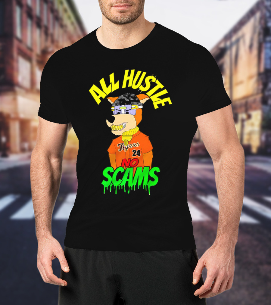 All Hustle No Scams Tigers 24 Cartoon Character T-Shirt