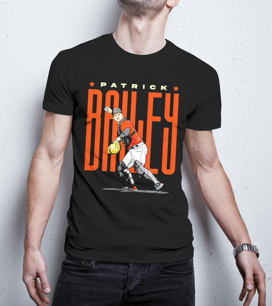 Patrick Bailey Baseball Player Illustration With Orioles Colors T-Shirt
