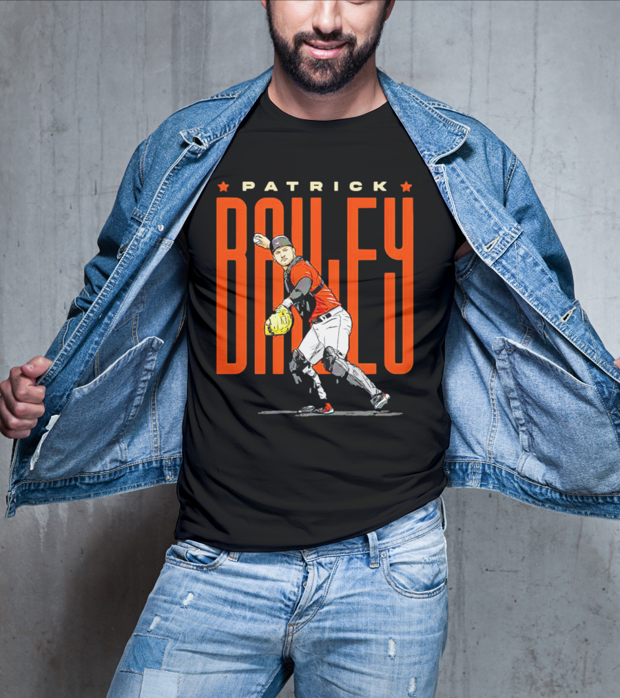 Patrick Bailey Baseball Player Illustration With Orioles Colors T-Shirt