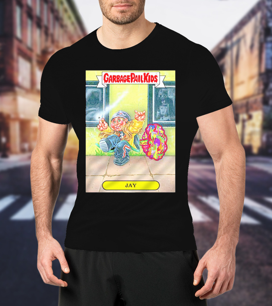 Garbage Pail Kids Jay Character Smoking Graffiti Parody Sticker T-Shirt