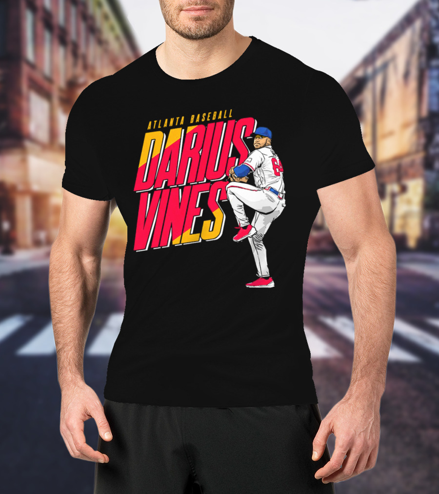 Atlanta Baseball Darius Vines 64 Pitching Action T-Shirt