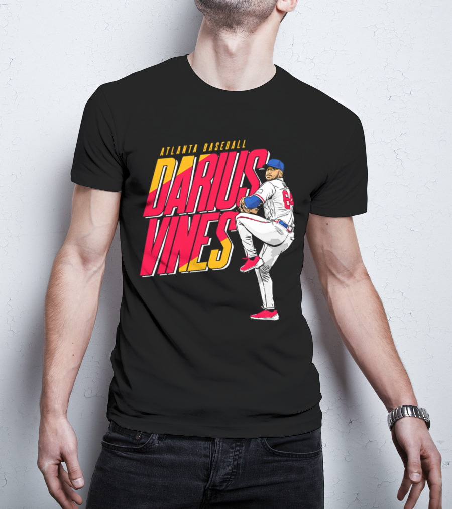 Atlanta Baseball Darius Vines 64 Pitching Action T-Shirt
