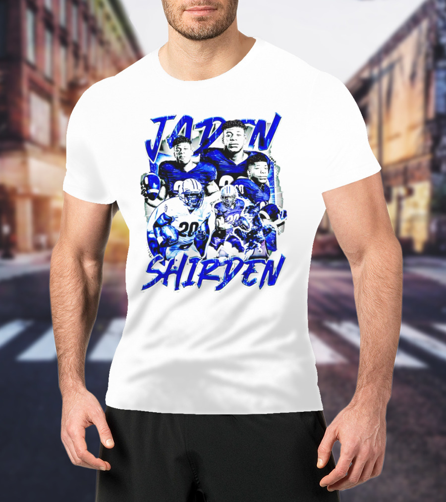 Jaden Shirden Monmouth Hawks Football Vintage Player Collage T-Shirt