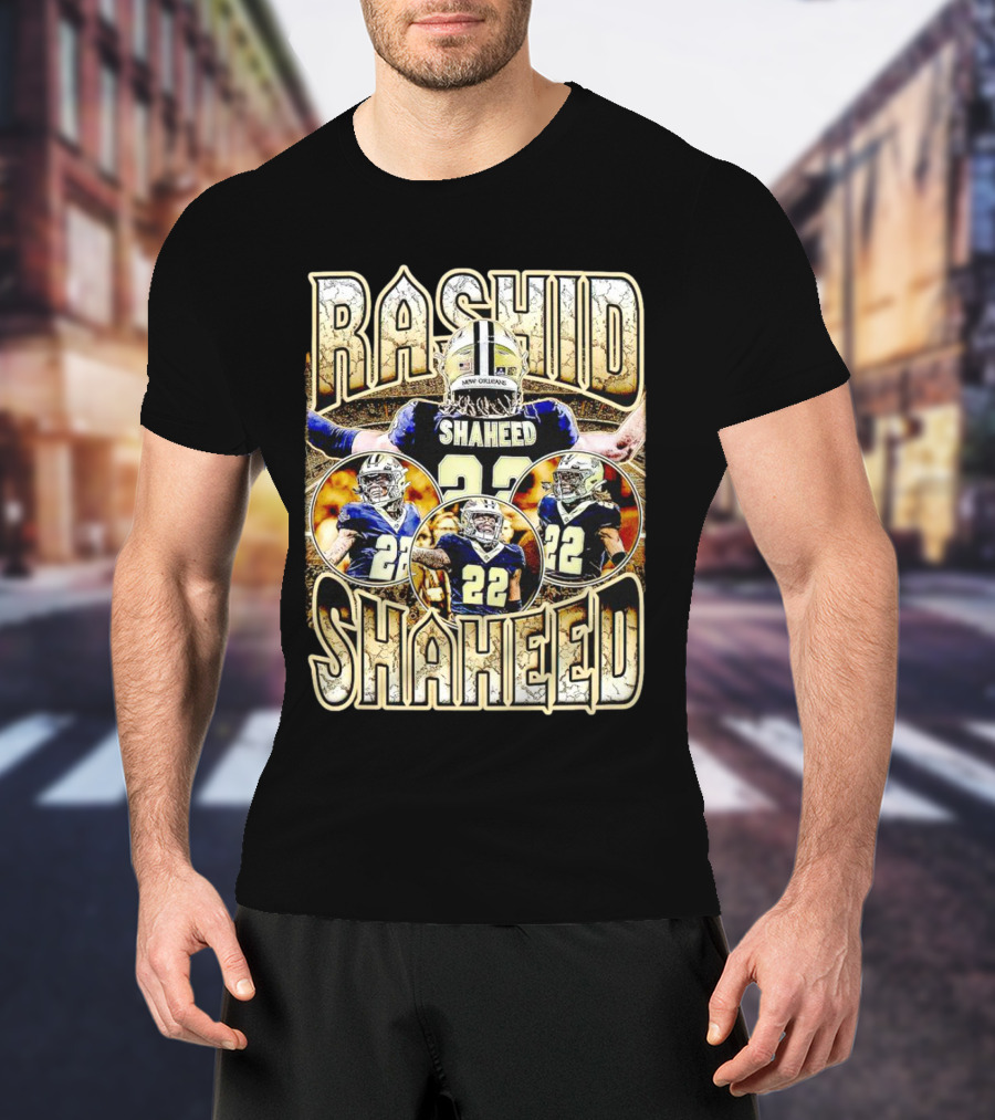 Rashid Shaheed 22 New Orleans Saints Vintage Football Collage T-Shirt