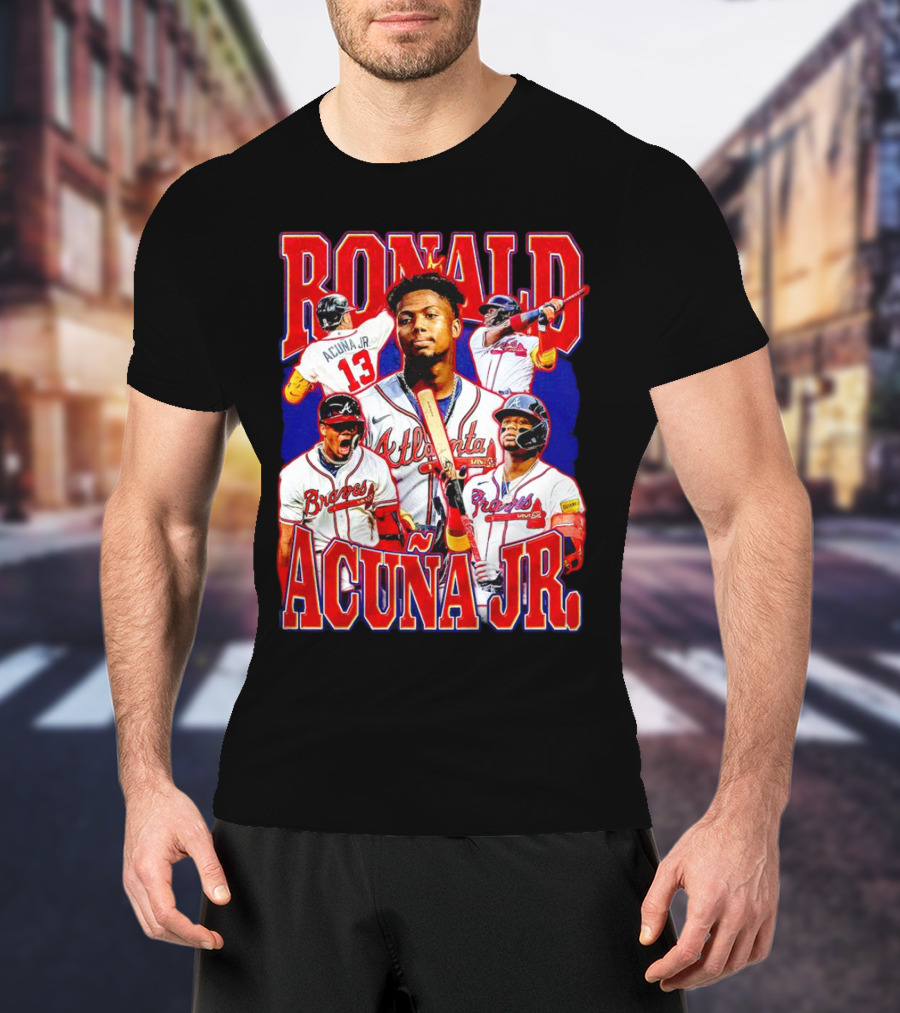 Ronald Acuña Jr Atlanta Braves Vintage Baseball Player Collage T-Shirt