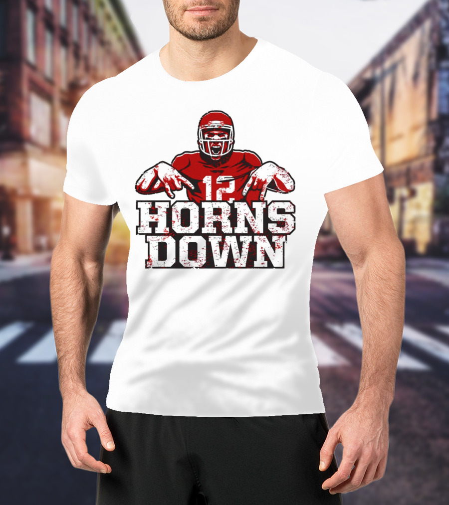 Horns Down 12 Houston Cougars Football T-Shirt