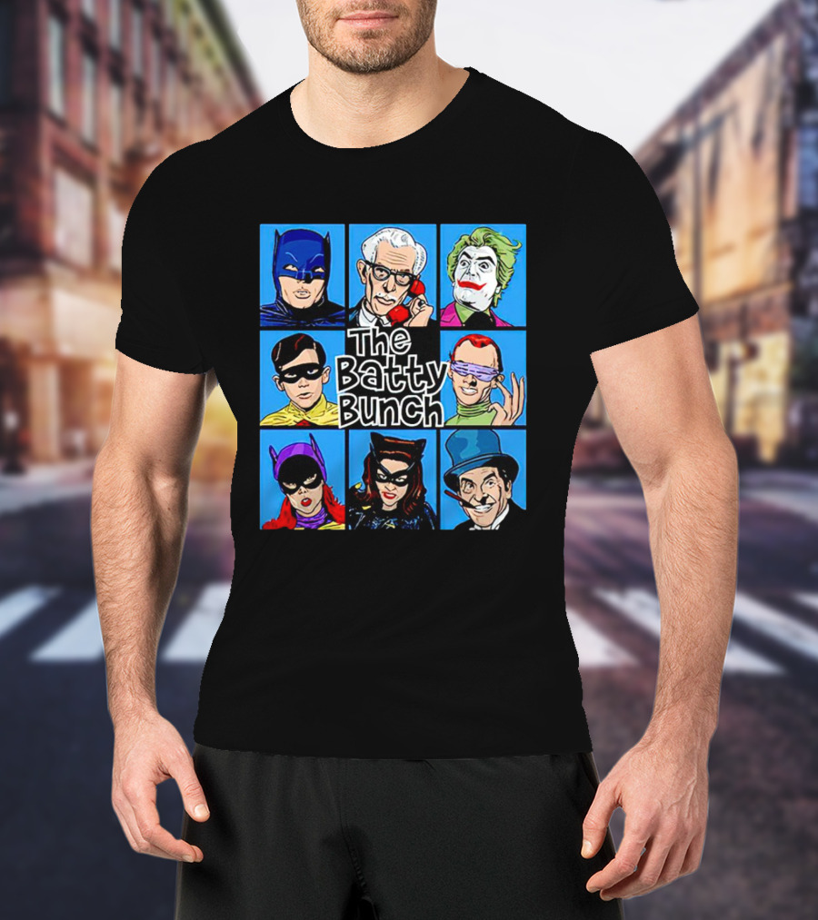 The Batty Bunch Batman Joker Riddler Catwoman Classic Characters T-Shirt