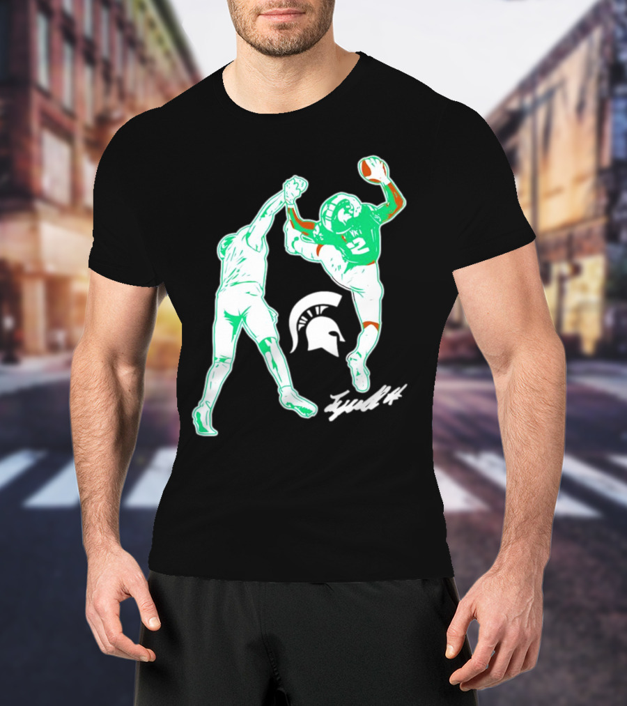 Tyrell Henry Signature Michigan State Spartans Football Catch T-Shirt