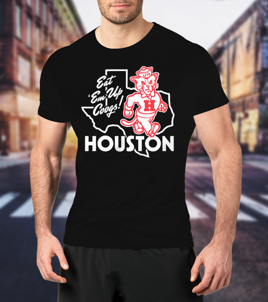 Houston Cougars Eat 'Em Up Coogs Texas State Mascot T-Shirt