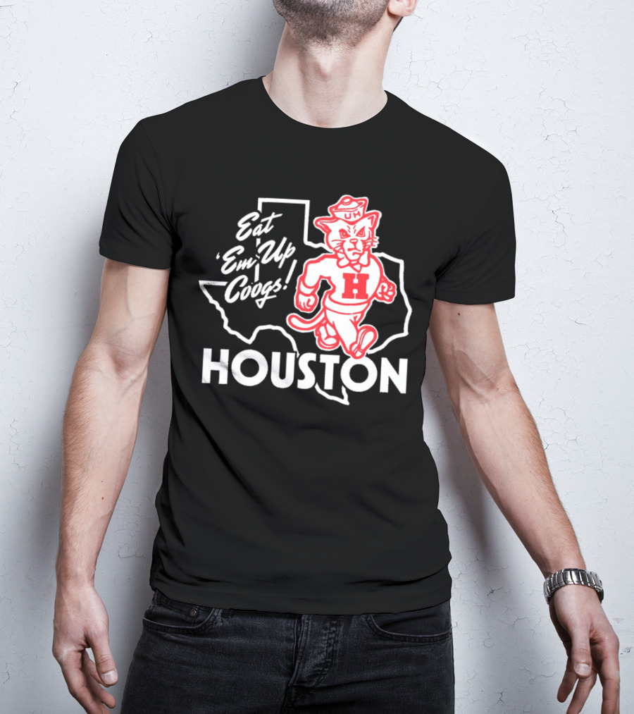 Houston Cougars Eat 'Em Up Coogs Texas State Mascot T-Shirt