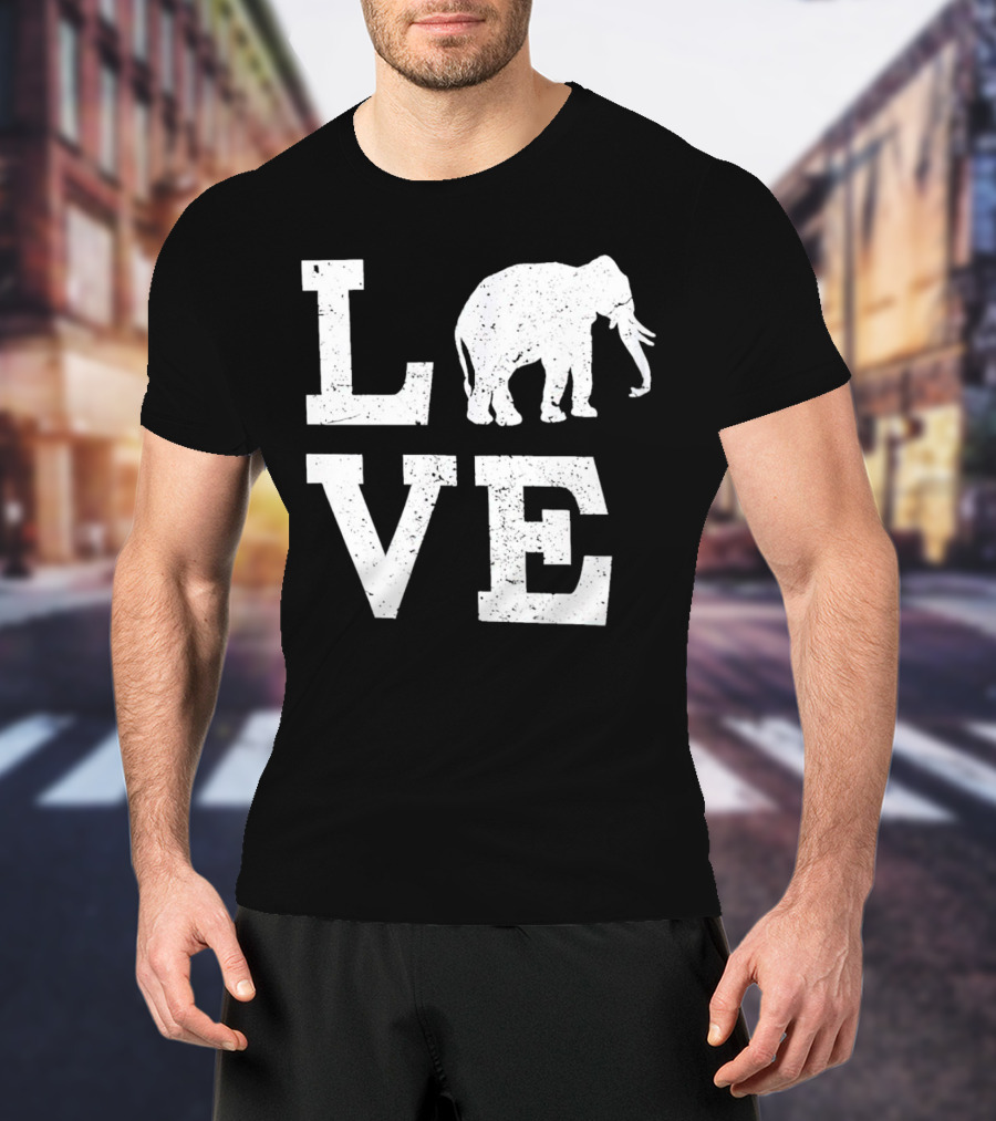 Love Elephant Vintage Style Animal T-Shirt
