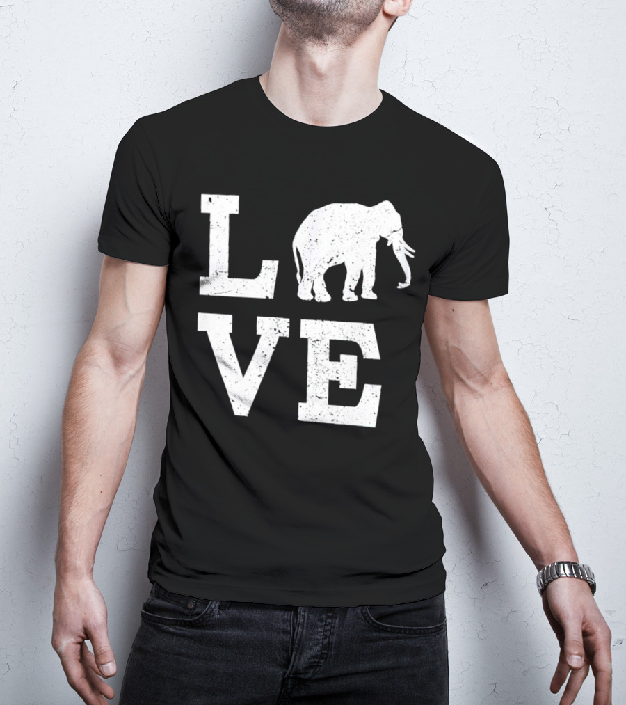 Love Elephant Vintage Style Animal T-Shirt