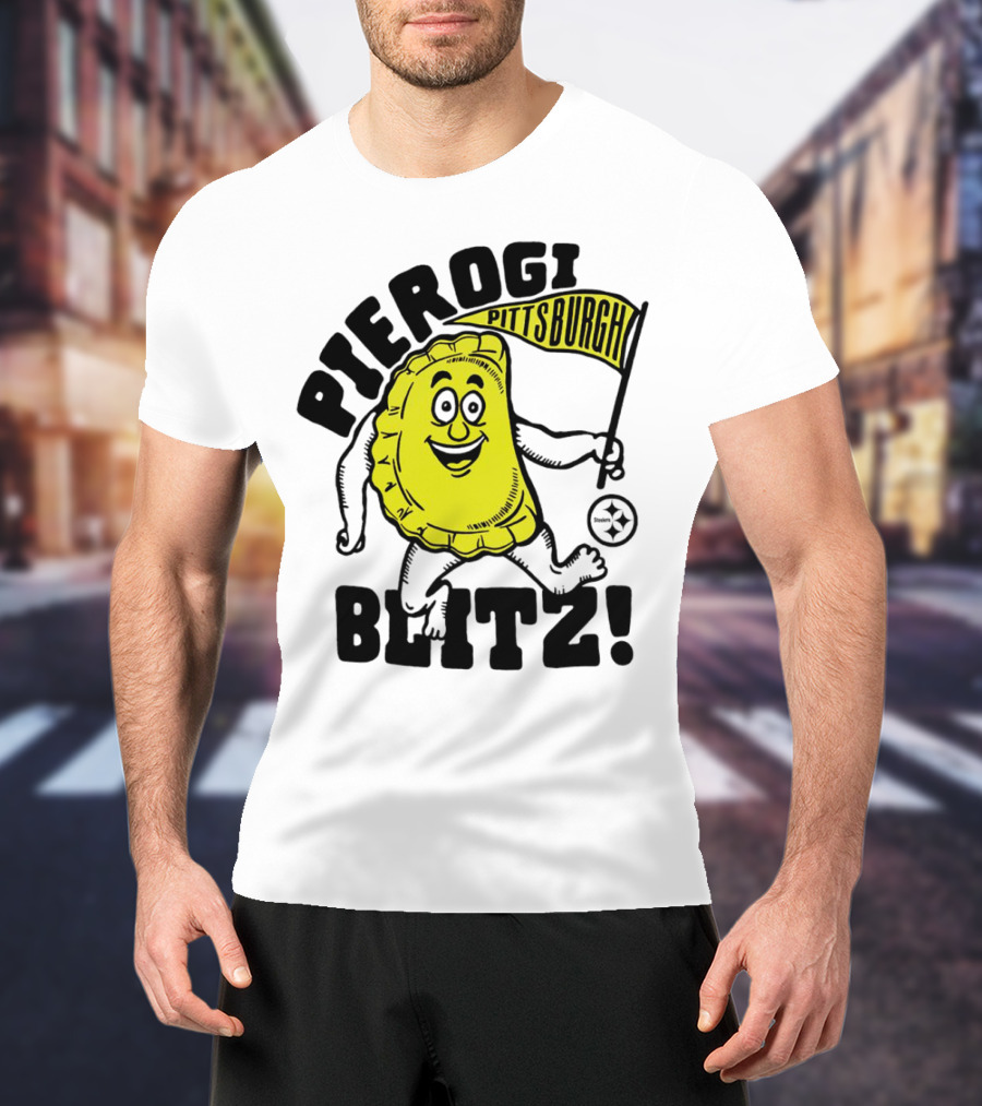 Pittsburgh Pierogi Blitz Steelers Flag T-Shirt