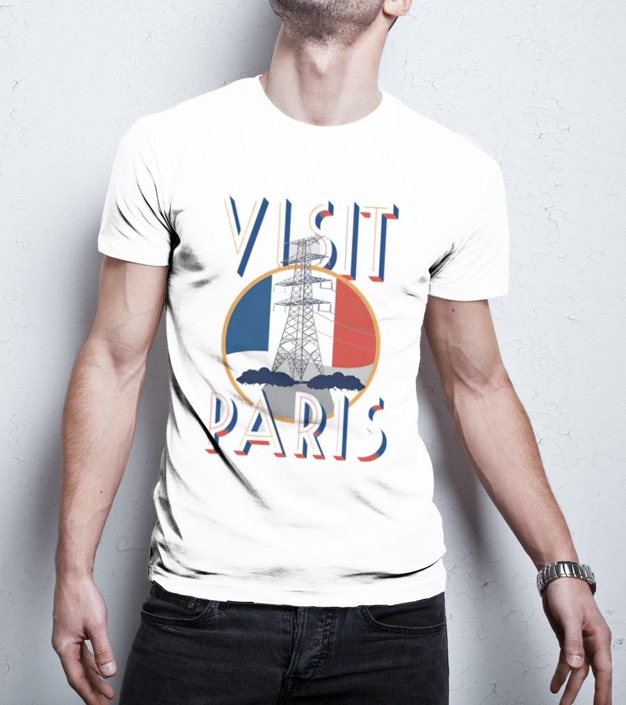 VISIT PARIS Tower Circle Blue Red T-Shirt