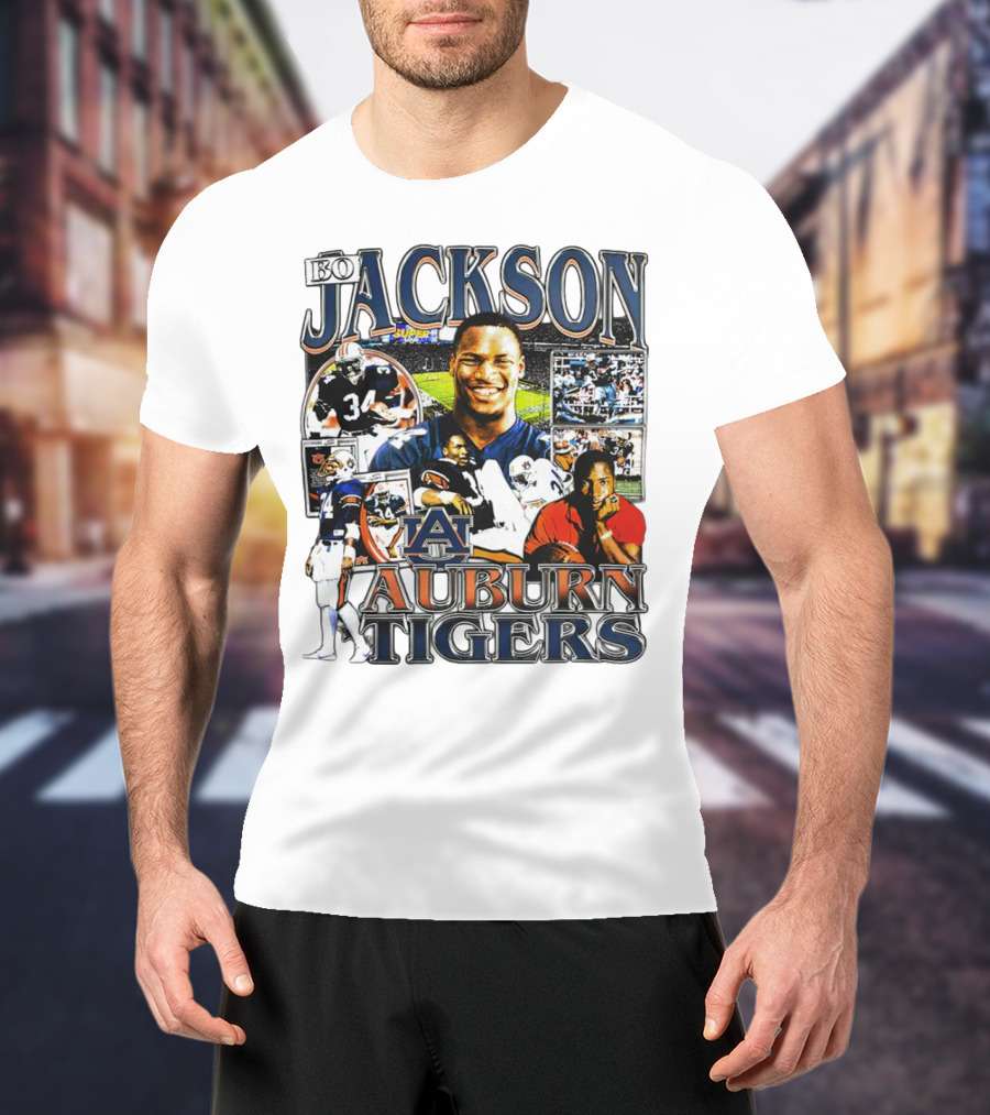 Bo Jackson Auburn Tigers #34 Sports Collage T-Shirt