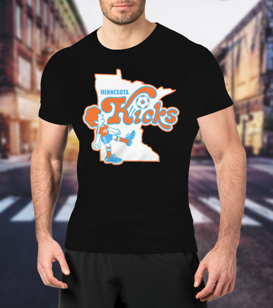 Minnesota Kicks Soccer Player In State Outline T-Shirt